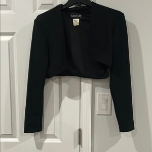 Bari Jay Formal Cropped Jacket Open Front Black
